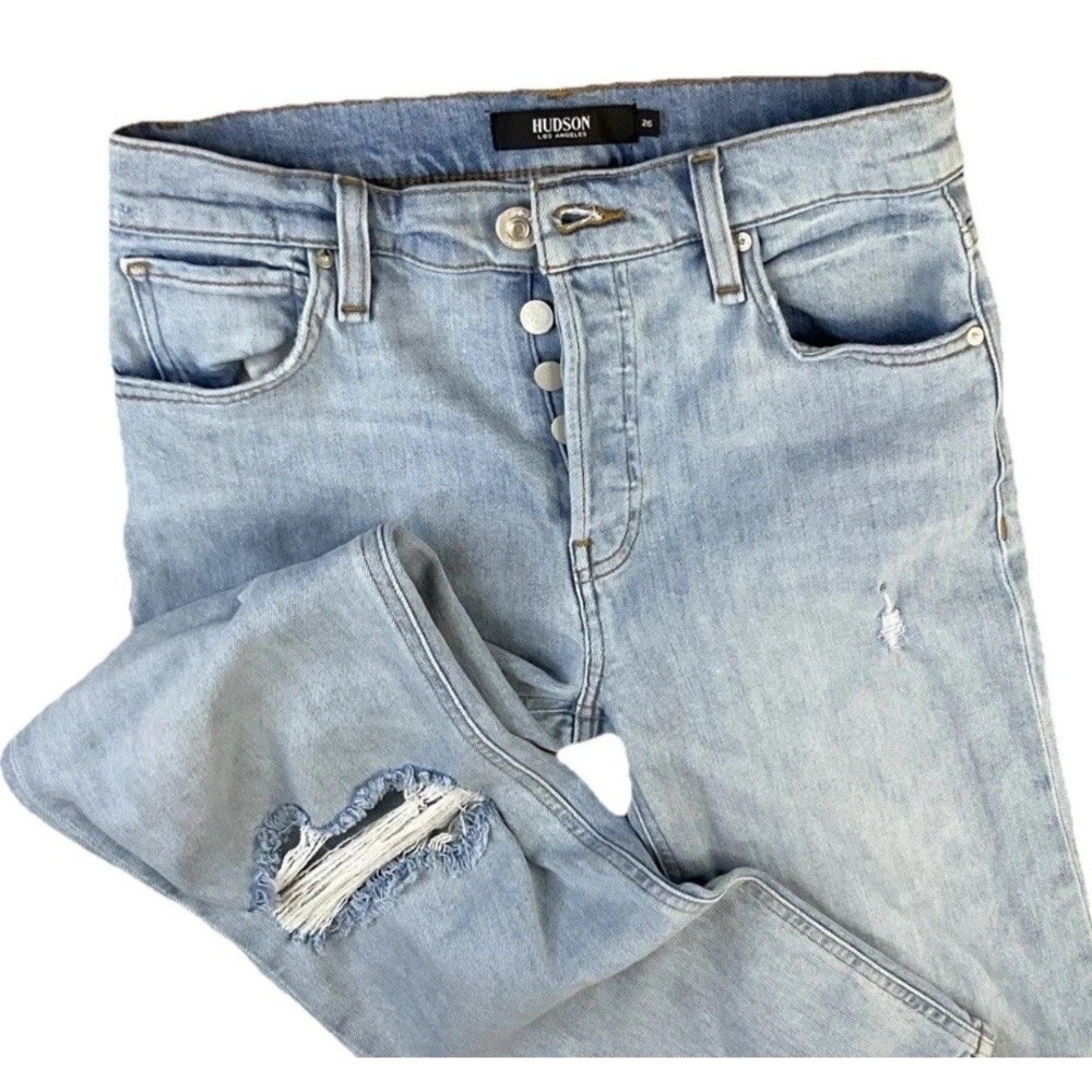 Hudson Rosie Jeans Women Sz 26 High Rise Wide Leg Ankle Distressed In Memory